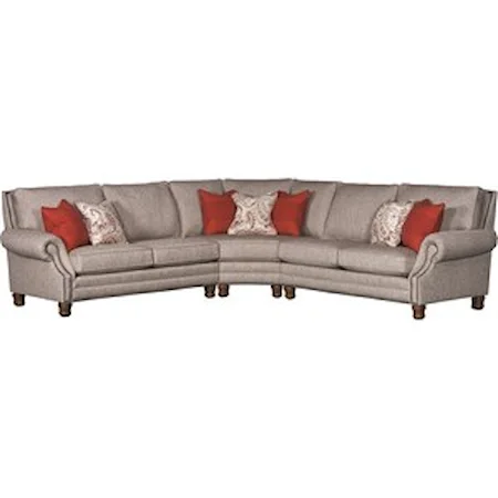 Traditional Sectional Sofa with Exposed Wood Feet and Nailhead Trim