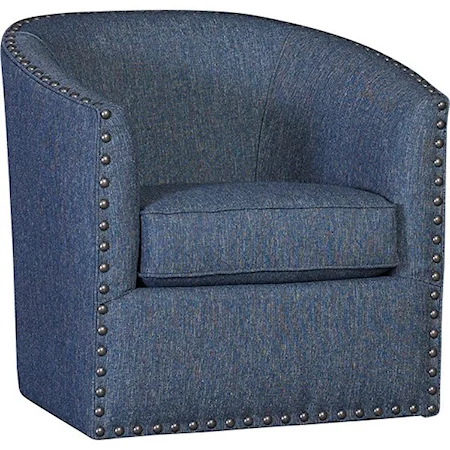 Transitional Barrel Shaped Swivel Chair