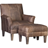Transitional Chair and Ottoman with Flare Tapered Arms