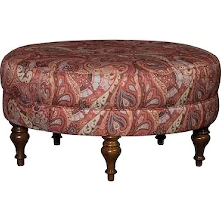 Traditional Round Table Ottoman with Turned Legs