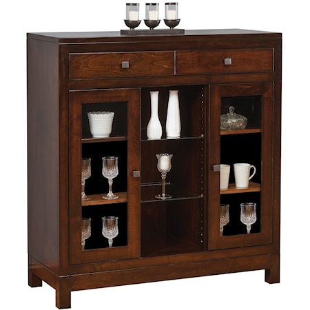 Contemporary Small China Cabinet with Full-Extension Drawers