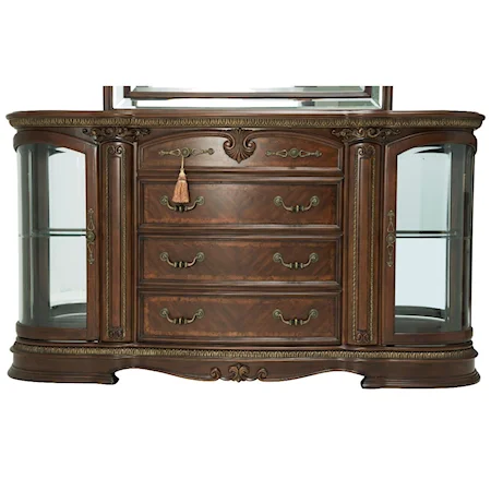 Traditional Sideboard with 4 Drawers and a Velvet Silverware Tray