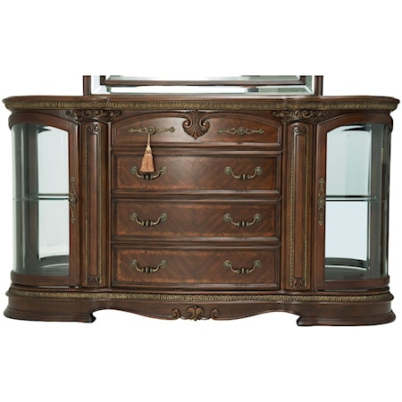 Traditional Sideboard with 4 Drawers and a Velvet Silverware Tray