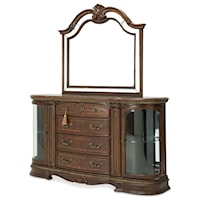Traditional Sideboard with Mirror and 4 Drawers