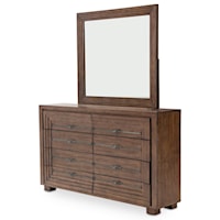 Rustic 6-Drawer Dresser and Mirror Set