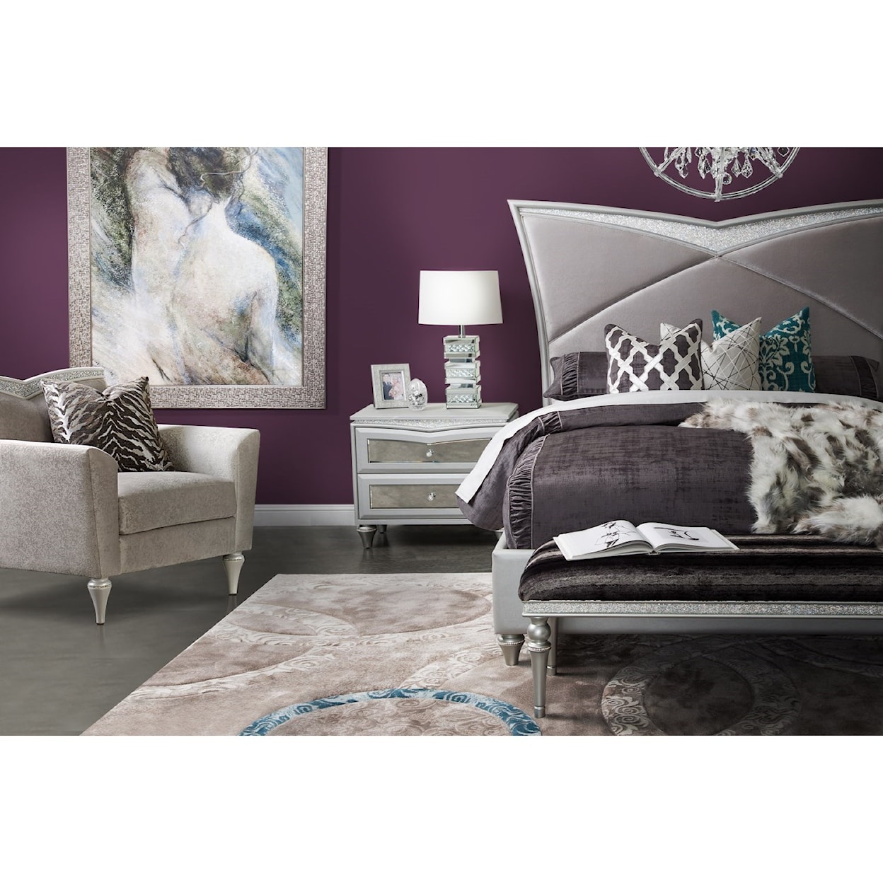 Michael Amini Melrose Plaza Queen Upholstered Bed