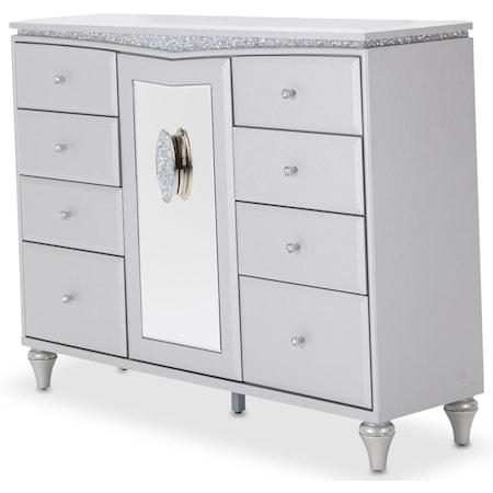 Contemporary Glam 8-Drawer Upholstered Dresser