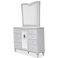Contemporary Glam 8-Drawer Dresser and Mirror Set