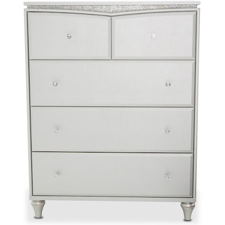 Contemporary Glam 5-Drawer Upholstered Bedroom Chest
