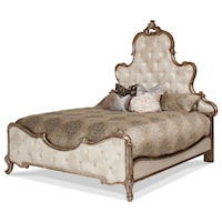 Traditional California King Panel Bed with Tufted Headboard and Footboard