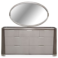 Contemporary 7-Drawer Dresser and Mirror Set