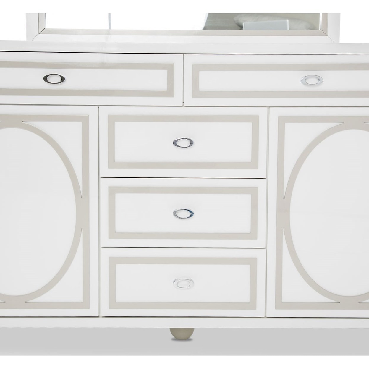 Michael Amini Sky Tower 5-Drawer Dresser and Mirror