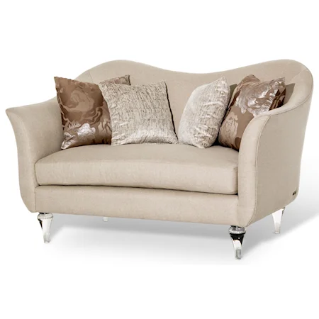 Glam Loveseat with Clear Acrylic Feet