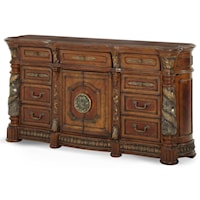 Traditional 11-Drawer Dresser with Interior Shelving