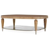 Glam Oval Cocktail Table with Open Glass Shelf