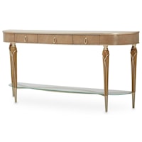 Glam 3-Drawer Console Table with Open Glass Shelf