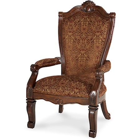 Traditional Arm Dining Chair with Upholstered Seat and Back