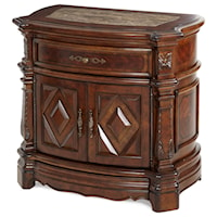 Traditional Night Stand with Felt-Lined Drawers and Pull-Out Tray