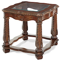 Traditional End Table with Carved Rope Trim