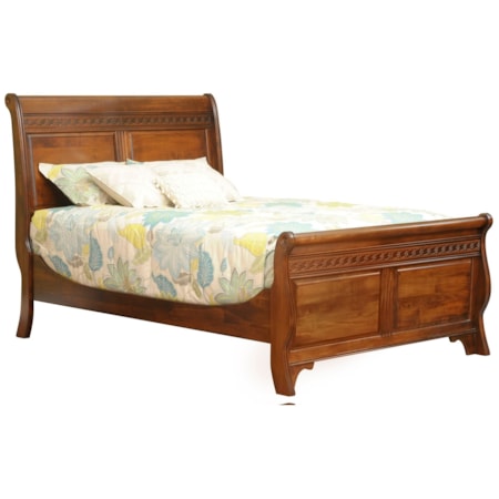 Queen Sleigh Bed with Tall Footboard