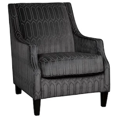 Dark Gray Velvet Accent Chair with Geometric Pattern