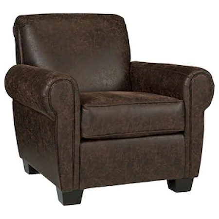 Brown Weathered Faux Leather Accent Chair