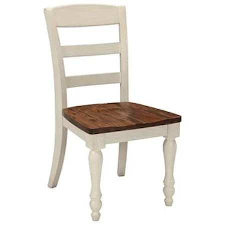 Two-Tone Dining Room Side Chair with Turned Legs