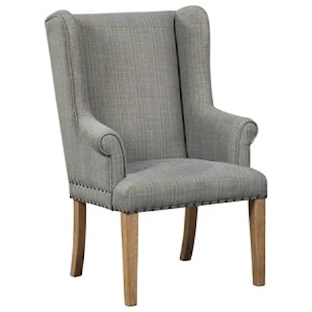 Upholstered Dining Arm Chair with Nailhead Trim