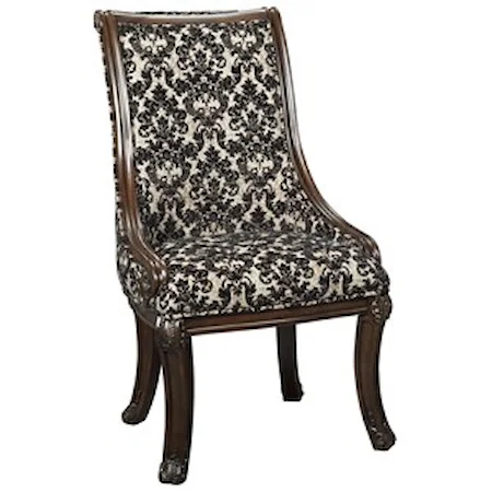Traditional Host Dining Upholstered Arm Chair with Tapestry Pattern Fabric