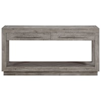 Solid Wood Console Table with Herringbone Pattern Top and Shelf