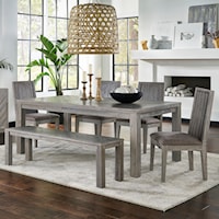 Solid Wood Table Set with Bench