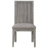Solid Wood Upholstered Chair with Herringbone Pattern on Backrest
