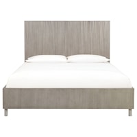 Contemporary King Platform Bed with Carved Headboard and Metal Legs