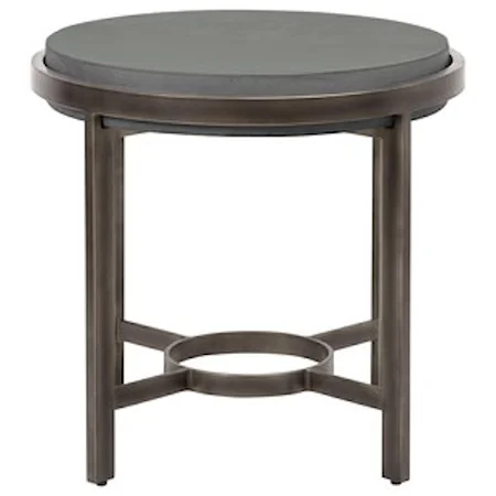 Contemporary Round End Table with Concrete Top