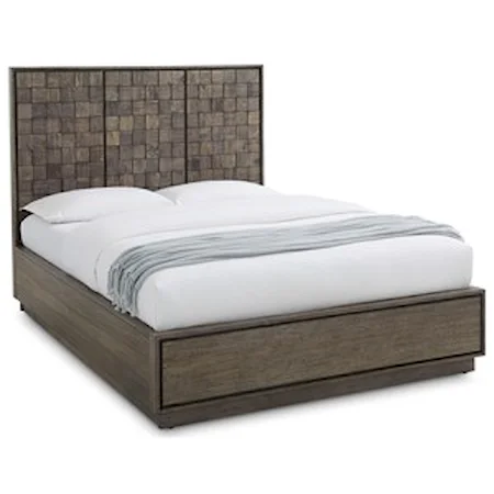 Contemporary Queen Platform Bed with Block-Style Headboard