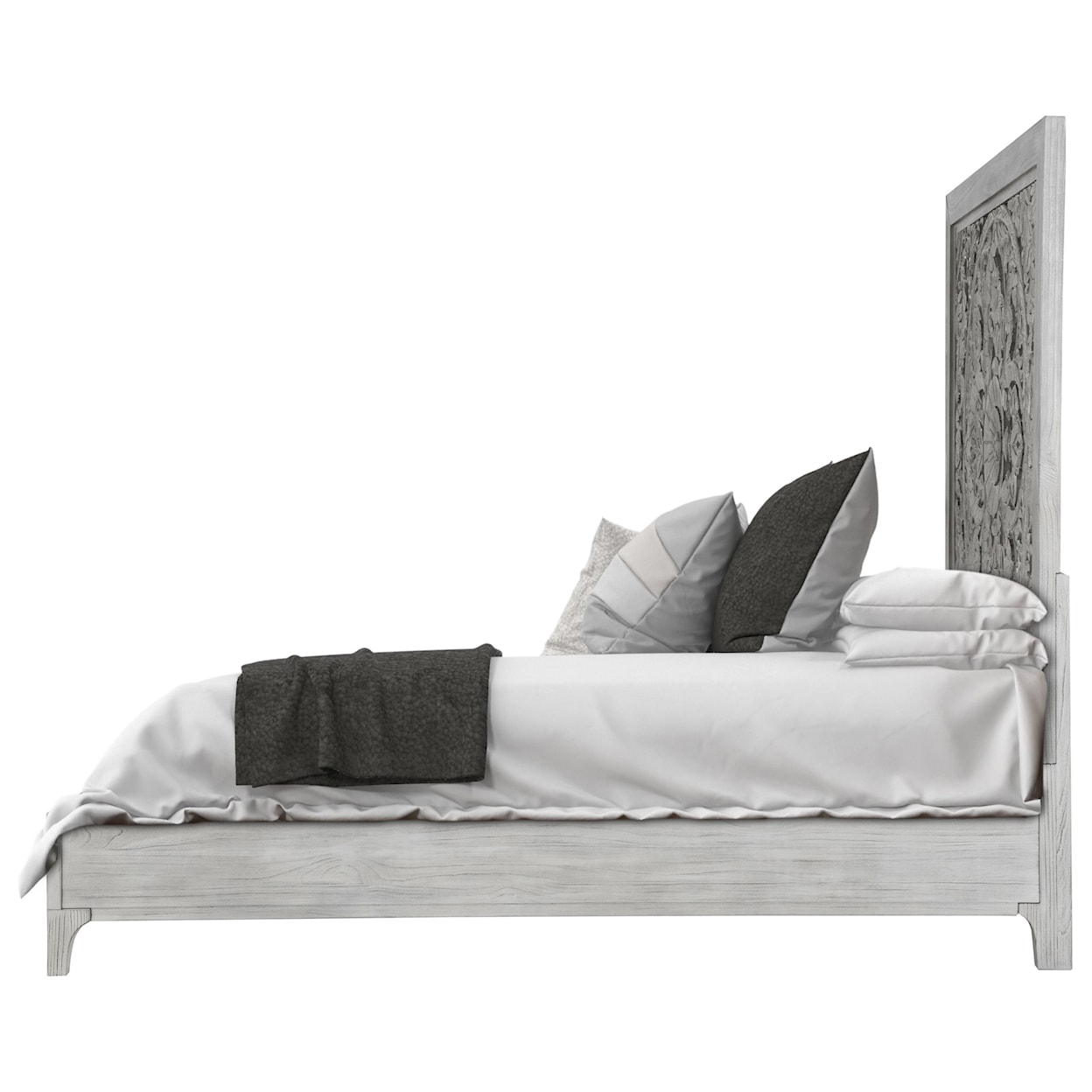 Modus International Boho Chic California King Platform Bed in Washed White