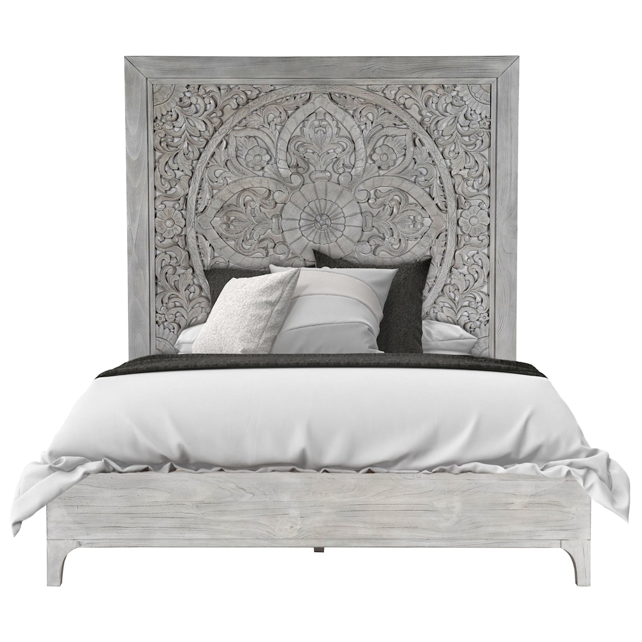 Modus International Boho Chic King Platform Bed in Washed White