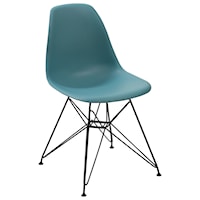 Rostock Molded Plastic Wire Base Dining Chair in Reef