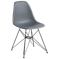 Rostock Molded Plastic Wire Base Dining Chair in Gray