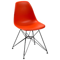 Rostock Molded Plastic Wire Base Dining Chair in Firecracker