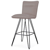 Demi Hairpin Leg Swivel Bar Stool in Taupe Faux Leather