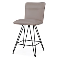 Demi Hairpin Leg Swivel Counter Stool in Taupe Faux Leather