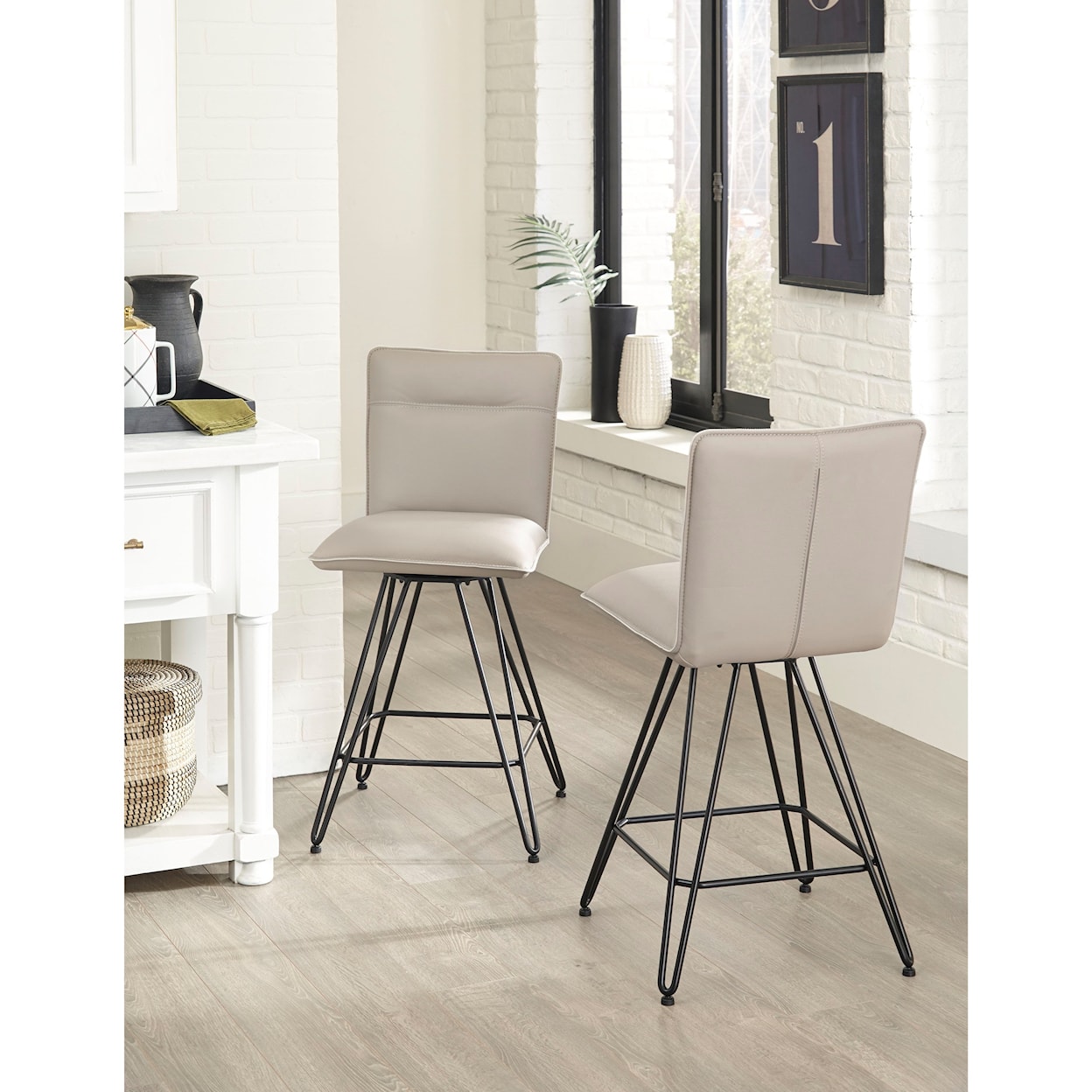 Modus International Crossroads Demi Hairpin Leg Swivel Counter Stool