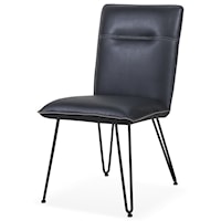 Demi Hairpin Leg Modern Dining Chair in Cobalt Faux Leather