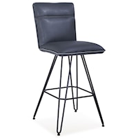 Demi Hairpin Leg Swivel Bar Stool in Cobalt Faux Leather