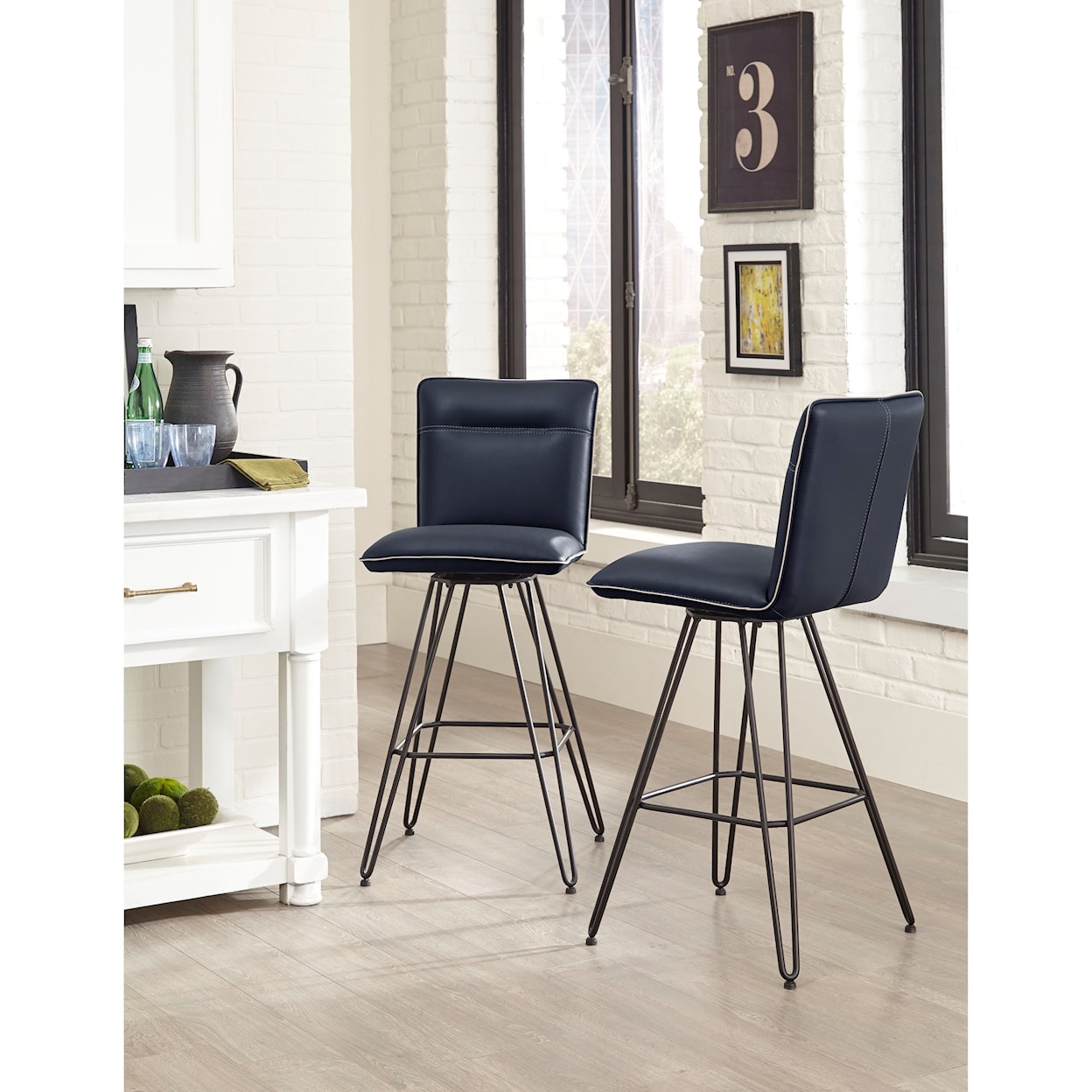 Modus International Crossroads Demi Hairpin Leg Swivel Bar Stool