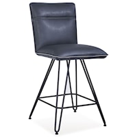 Demi Hairpin Leg Swivel Counter Stool in Cobalt Faux Leather