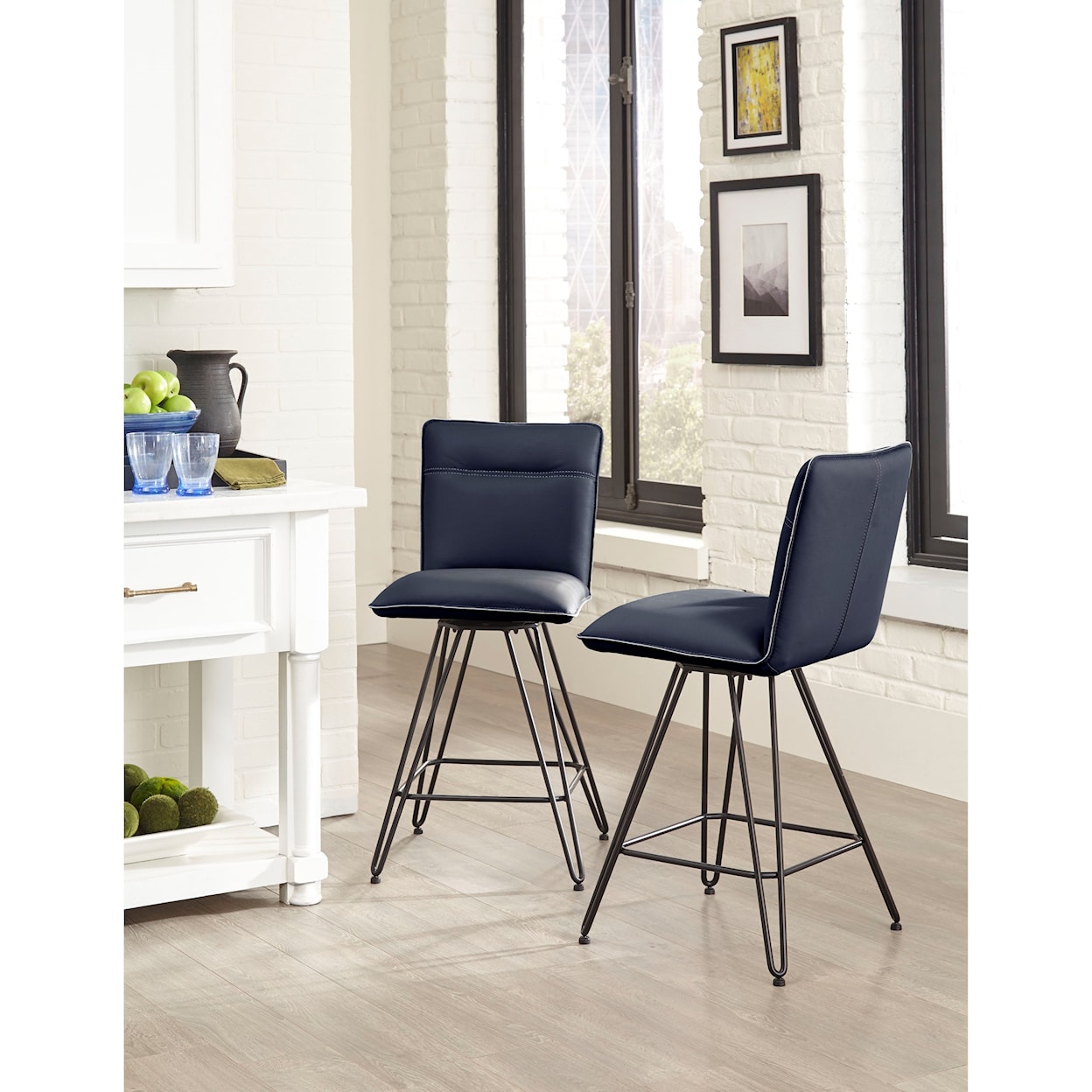 Modus International Crossroads Demi Hairpin Leg Swivel Counter Stool