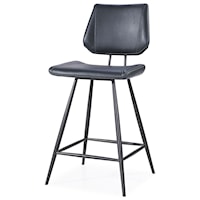 Vinson Modern Swivel Counter Stool in Cobalt Faux Leather