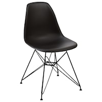 Rostock Molded Plastic Wire Base Dining Chair in Black